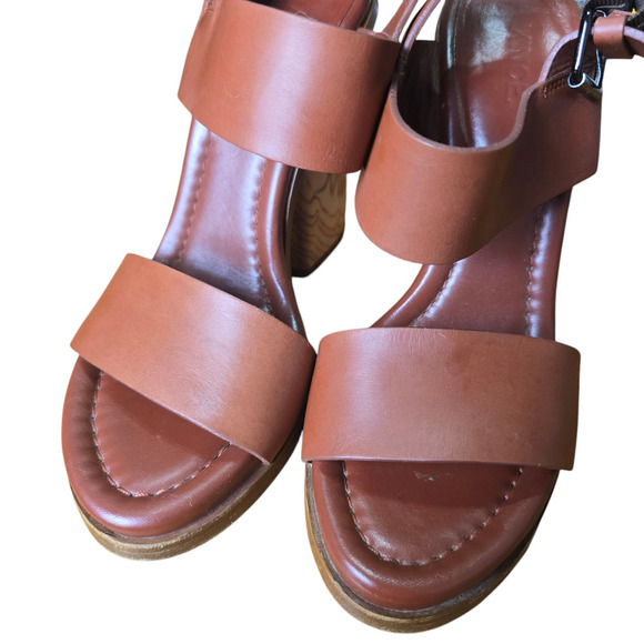 VINCE Haley Heel in Whiskey Sandals size 6 brown chunky - Picture 3 of 8